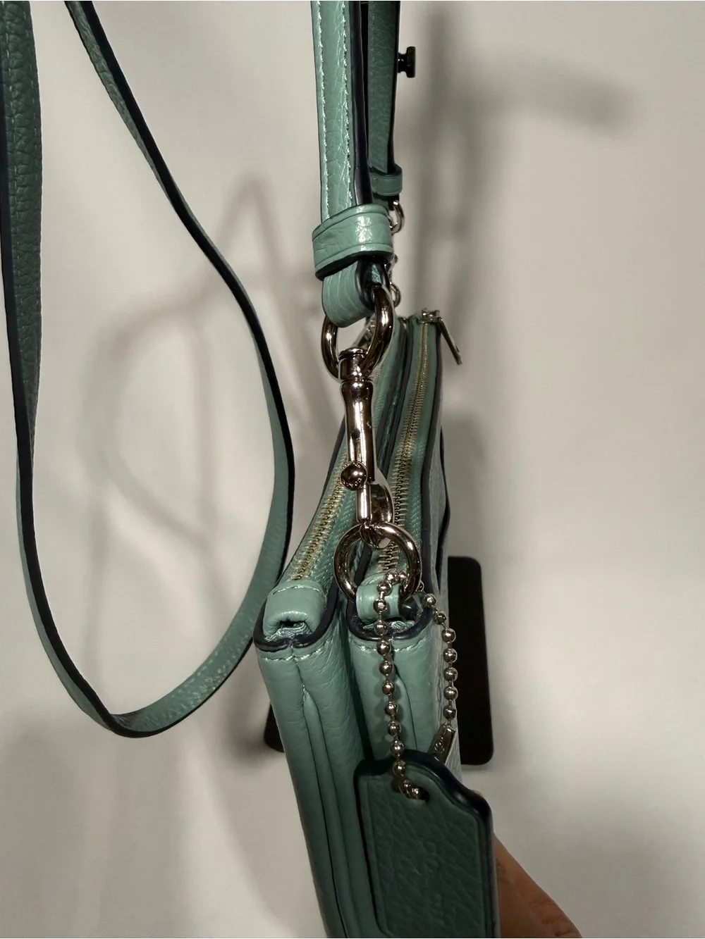 Coach Pebbled Leather Crossbody in Seafoam Green